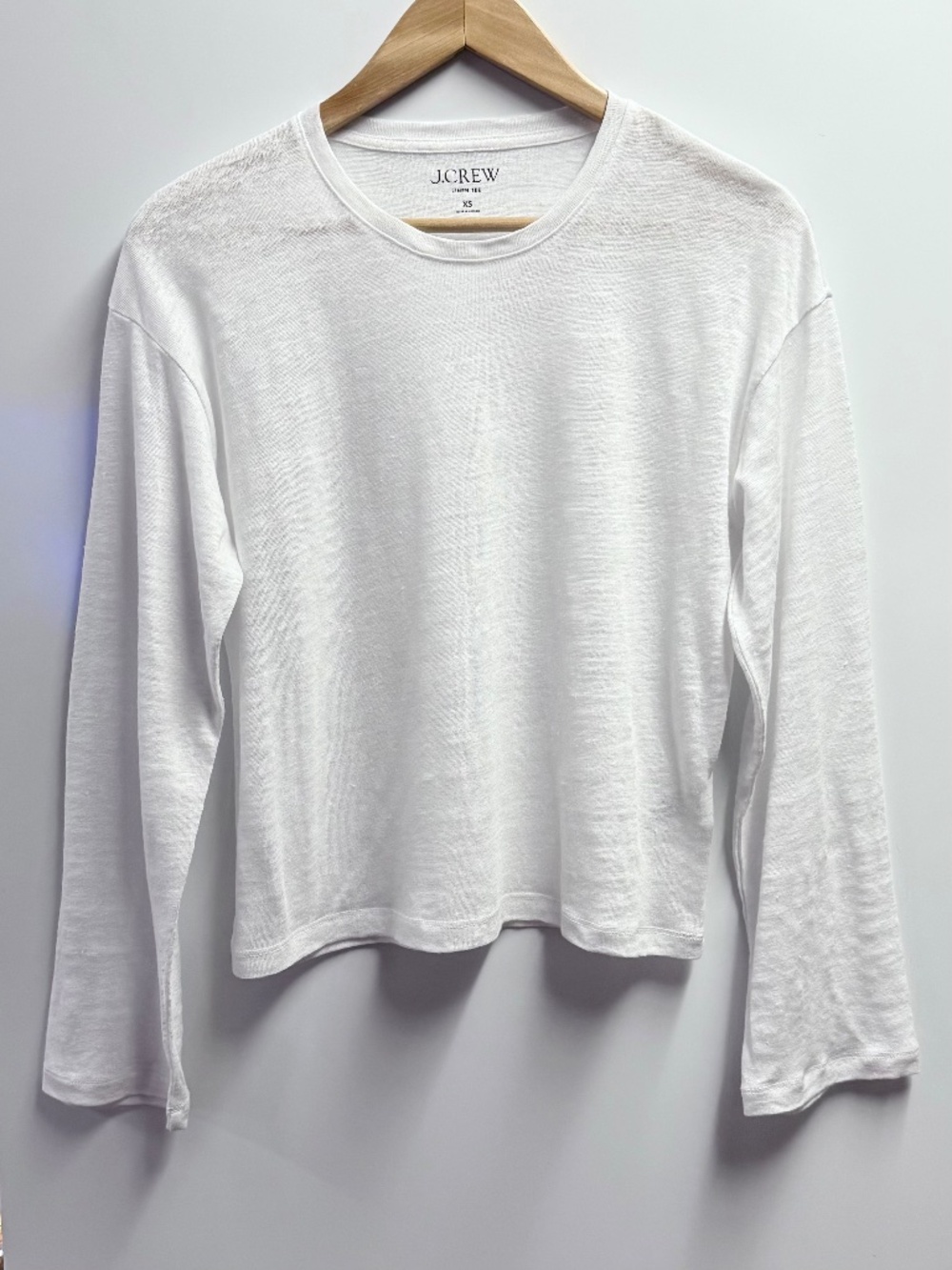 J. Crew Linen Long Sleeve Tee White XS